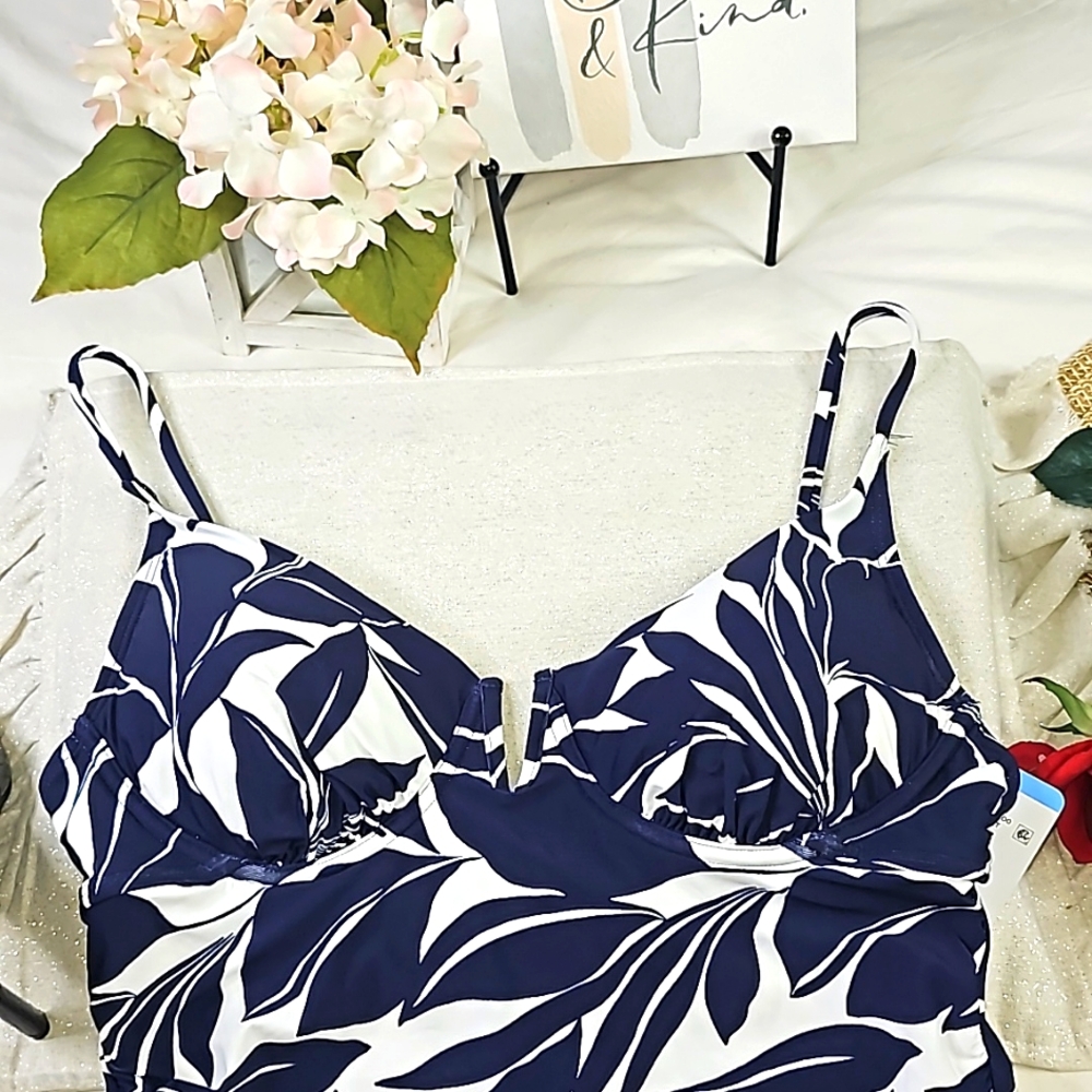 Anne Cole Tankinin Underwire Blue Elegant Wear Vacation Summer Resorwear - Picture 5 of 16